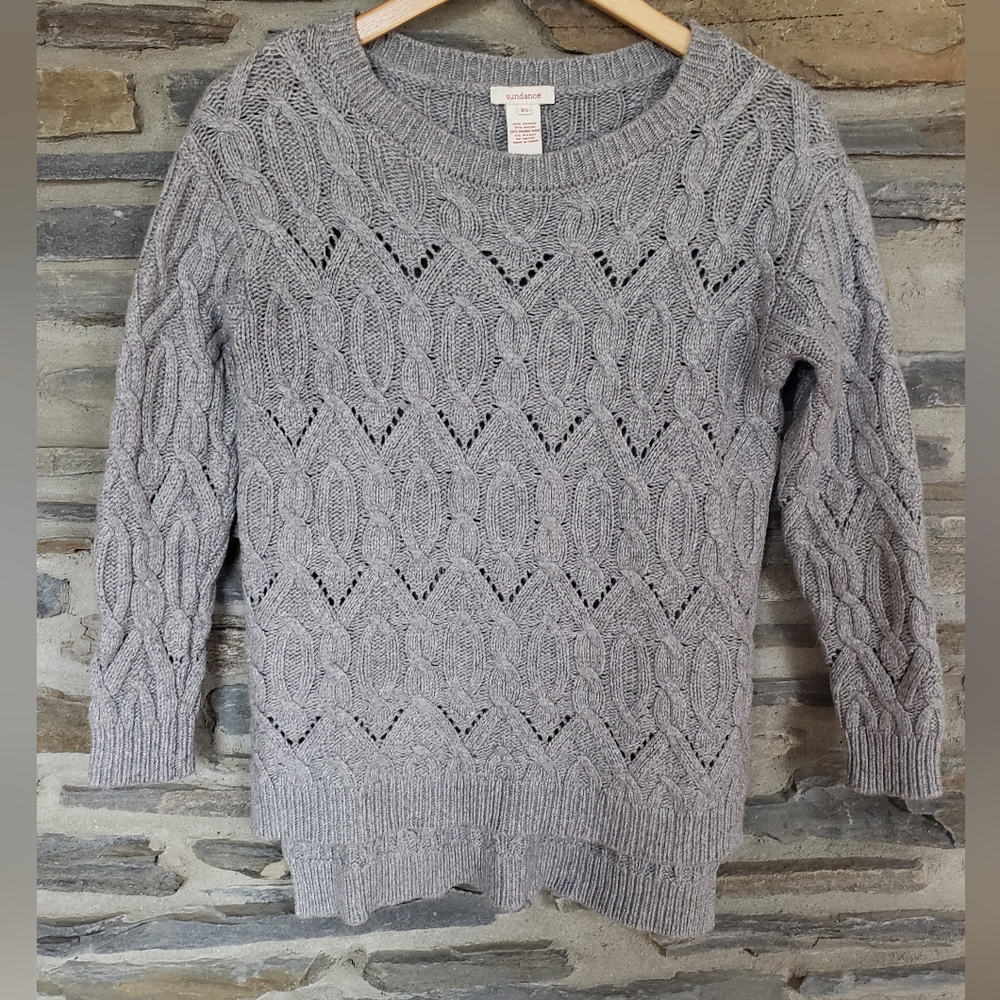 Sundance Gray Cableknit Pullover Sweater XS